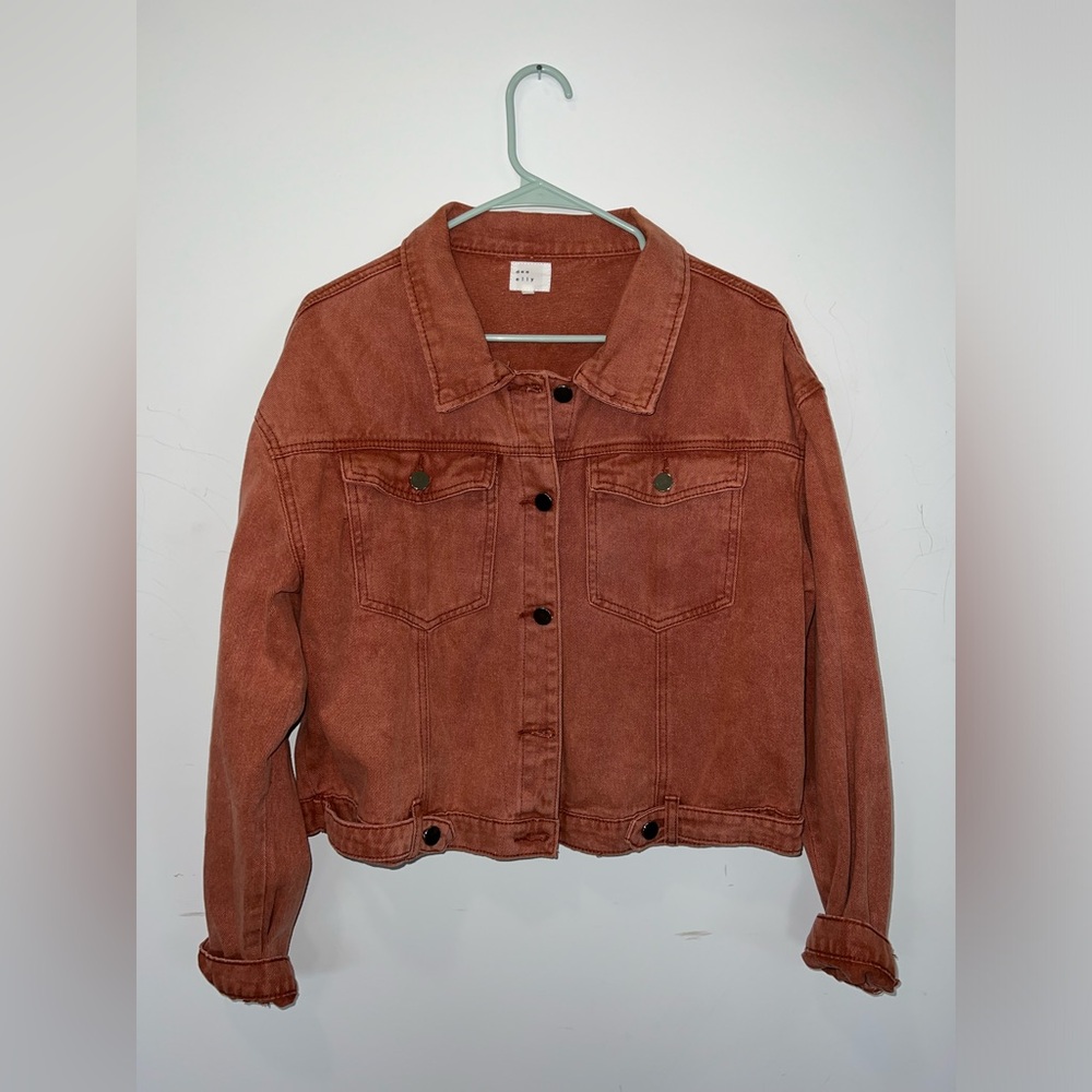 Coral red jean jacket